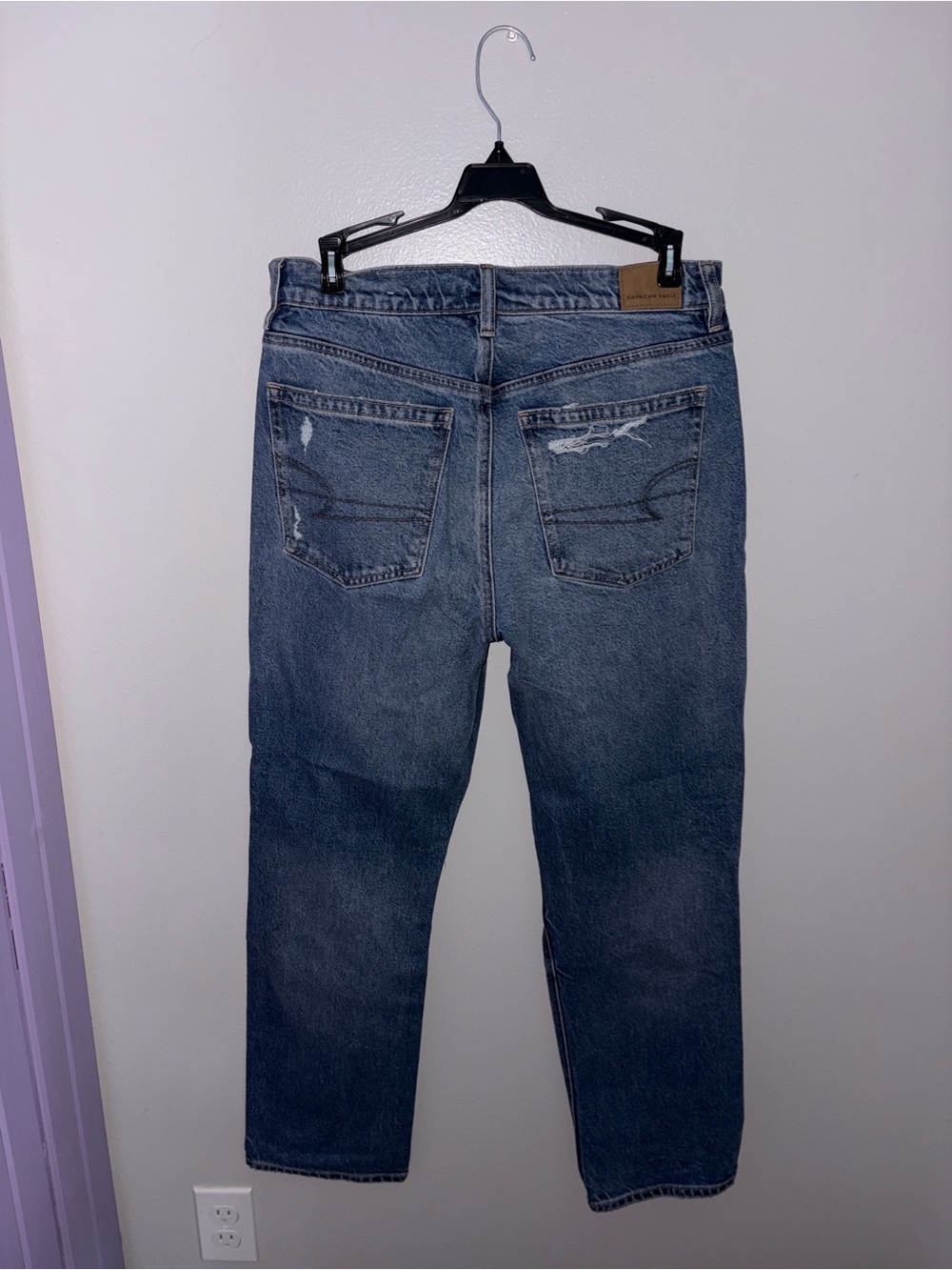 American Eagle Outfitters Women's Blue Distressed Wide Leg Jeans - Picture 2 of 2